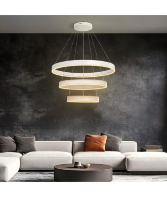 kelvo® VENOM 61189 Μοντέρνο Κρεμαστό Φωτιστικό Οροφής LED 120W 14158lm 120° AC 220-240V IP20 Ρυθμιζόμενο Λευκό CCT με Χειριστήριο από 2700K έως 6000K Dimmable - Lumileds SMD Chip - Λευκό Ματ - Μ80 x Π80 x Υ60cm - 3 Χρόνια Εγγύηση